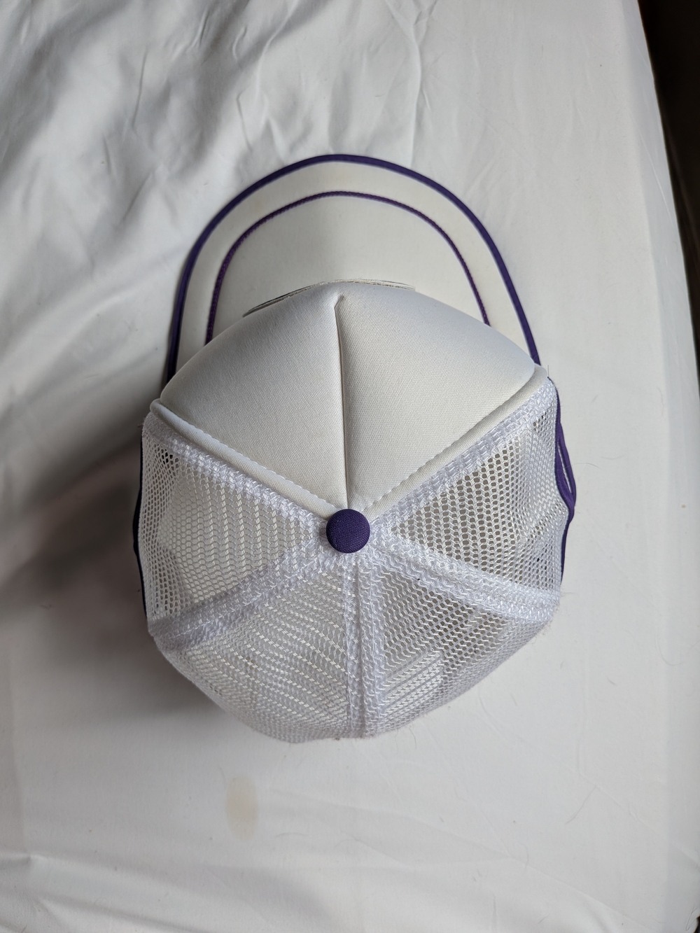 Edmonton Oilers Vintage White & Purple Mesh Trucker Hat Custom Deadstock - Picture 5 of 8